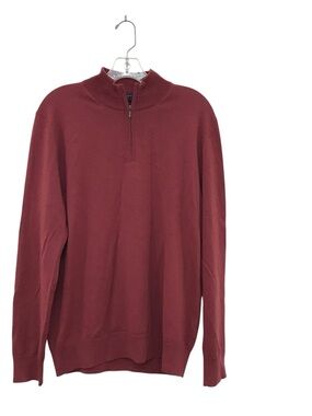 Charles Tyrwhitt Men's Quarter Zip Sweater in Maroon Extra Fine Merino Wool